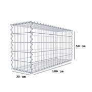Sparset 3x Gabione 100 cm x 50 cm x 30 cm (L x H x T), Maschenweite 5 cm x 10 cm, Spirale