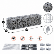 Kuvido Gabionenkorb 100 x 30 x 20 cm (L x H x T)  Verzinktes drahtgeflecht 4 mm, Maschenweite 5 x 10 cm, Spiralverbinder, für Gartengestaltung und Landschaftsbau