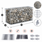 Kuvido Gabione 100 cm x 50 cm x 30 cm (L x H x T), Maschenweite 5 cm x 5 cm, C-Ring