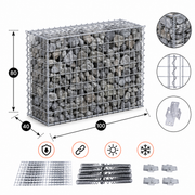 Kuvido Gabionenkorb 100 x 80 x 40 cm  Verzinktes Drahtgeflecht 4 mm, Maschenweite 5 x 10 cm, Spiralverbinder, für Gartenbepflanzung und Landschaftsgestaltung