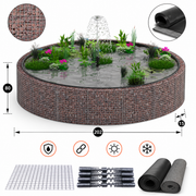 Kuvido Runder Gabionenteich 202 cm Durchmesser x 80 cm Höhe  Hochteich aus verzinktem Stahl, 4 mm Drahtgeflecht, 5 x 5 cm Maschenweite, Gartenteich für Außenbereich