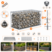 Kuvido Gabionenkorb 100 x 50 x 50 cm  verzinktes Stahldrahtgeflecht 4 mm, Maschenweite 10 x 10 cm, mit Spiralverbinder; Gabione für den Außenbereich, für Steine und Gartengestaltung