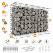 Kuvido Gabionenkorb 100 x 70 x 30 cm  Verzinktes Stahldrahtgeflecht 4 mm, Maschenweite 10 x 10 cm, Spiralverbinder, für Gartengestaltung und Landschaftsbau