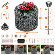 Rundes Hochbeet von Kuvido, 62 cm Durchmesser x 50 cm Höhe  Verzinktes Metall, 4 mm Drahtgeflecht, Maschenweite 5 x 5 cm, Wandstärke 10 cm, rostfreier Pflanzkasten für Kräuter, Blumen und Gemüse