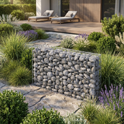 Kuvido Gabionenkorb 100 x 60 x 20 cm  Verzinktes Stahldrahtgeflecht 4 mm, Maschenweite 5 x 10 cm, C-Ring-Verbindung, Garten-Gabion für Steine & Landschaftsgestaltung