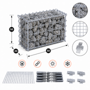 Kuvido Gabionenkorb 50 x 50 x 20 cm (L x H x T)  Verzinktes Stahldrahtgeflecht 4 mm, Maschenweite 5 x 5 cm, Spiralverbinder, für Garten- und Landschaftsgestaltung