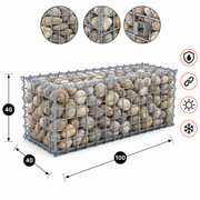 Kuvido Gabione 100 cm x 40 cm x 40 cm (L x H x T), Maschenweite 5 cm x 5 cm, Spirale