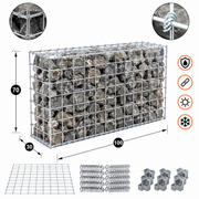 Kuvido Gabionenkorb 100 x 70 x 30 cm (L x H x T)  Verzinktes Stahldrahtgeflecht 4 mm, Maschenweite 10 x 10 cm, Spiralring-Gabion für Gartengestaltung und Landschaftsbau