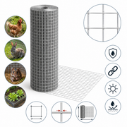 Langlebiges & rostfreies verzinktes Volieren-Drahtgitterrolle 12m x 1m  12,7x12,7mm Maschenweite, robustes & langlebiges 0,8mm Volierendraht für Hühnerställe, Kaninchengehege, Nagetierkäfige und Gartenschutz im Freien