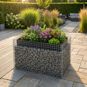 Kuvido Rechteckiges Hochbeet 130 x 80 x 80 cm (L x H x T)  Verzinktes Metall, 4 mm Drahtgeflecht, Maschenweite 5 x 5 cm, Wandstärke 10 cm, rostfreier Pflanzkasten für Gemüse, Kräuter und Blumen