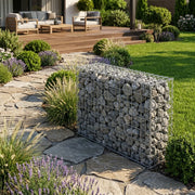 Kuvido Gabionenkorb 100 x 80 x 40 cm  Verzinktes Drahtgeflecht 4 mm, Maschenweite 5 x 10 cm, Spiralverbinder, für Gartenbepflanzung und Landschaftsgestaltung