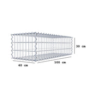 Gabione 100 cm x 30 cm x 40 cm (L x H x T), Maschenweite 5 cm x 10 cm, Spirale