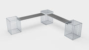 Gartenbank 3 Spiralgabionen - 205 x 60 x 40 cm (L x H x T) MW 5 x 5 cm, mit Recyclingauflage in anthrazit