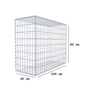 Gabione 100 cm x 80 cm x 40 cm (L x H x T), Maschenweite 5 cm x 10 cm, Spirale