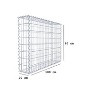 Gabione 100 cm x 80 cm x 20 cm (L x H x T), Maschenweite 5 cm x 10 cm, Spirale