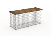 Kuvido Gabionenbank mit Sitzfläche aus Cumaru-Holz, 105 cm x 50 cm x 30 cm (L x H x T)  Gabionenkorb aus verzinktem Stahl, 4-mm-Drahtgeflecht 5 x 5 cm, Spiralverriegelung, Gartenbank für den Außenbereich