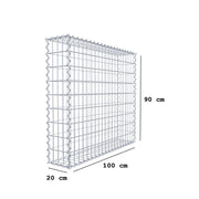 Gabione 100 cm x 90 cm x 20 cm (L x H x T), Maschenweite 5 cm x 10 cm, Spirale