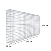 Gabione 200 cm x 100 cm x 20 cm (L x H x T), Maschenweite 5 cm x 5 cm, Spirale