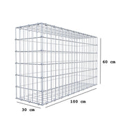Kuvido Gabione 100 cm x 60 cm x 30 cm (L x H x T), Maschenweite 5 x 10 cm, Spiralring