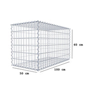 Gabione 100 cm x 60 cm x 50 cm (L x H x T), Maschenweite 5 cm x 10 cm, Spirale