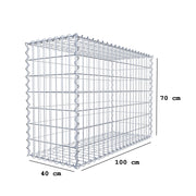 Gabione 100 cm x 70 cm x 40 cm (L x H x T), Maschenweite 5 cm x 10 cm, Spirale