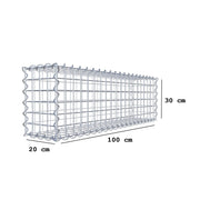 Gabione 100 cm x 30 cm x 20 cm (L x H x T), Maschenweite 5 cm x 5 cm, Spirale