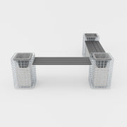 Gartenbank 3 Blumensäulen - 200 x 62 x 42 cm (L x H x P) MW 5 x 5 cm feuerverzinkt, mit Recyclingauflage in anthrazit