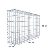 Gabione 100 cm x 60 cm x 20 cm (L x H x T), Maschenweite 5 cm x 10 cm, Spirale