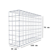 Kuvido Gabionenkorb 100 x 70 x 30 cm (L x H x T)  Verzinktes Stahldrahtgeflecht 4 mm, Maschenweite 10 x 10 cm, Spiralring-Gabion für Gartengestaltung und Landschaftsbau