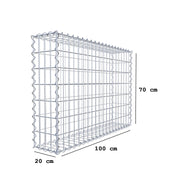 Gabione 100 cm x 70 cm x 20 cm (L x H x T), Maschenweite 5 cm x 10 cm, Spirale