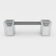 Gartenbank 2 Blumensäulen - 200 x 62 x 42 ( L x H x T) MW 5 x 5 cm feuerverzinkt, mit Recyclingauflage in anthrazit