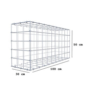 Kuvido Gabione 100 cm x 50 cm x 30 cm (L x H x T), Maschenweite 10 x 10 cm, Spiralring