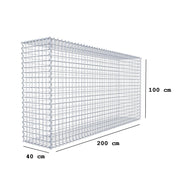 Gabione 200 cm x 100 cm x 40 cm (L x H x T), Maschenweite 5 cm x 5 cm, Spirale