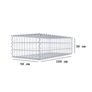 Gabione 100 cm x 30 cm x 50 cm (L x H x T), Maschenweite 5 cm x 10 cm, Spirale