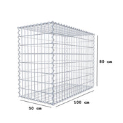 Gabione 100 cm x 80 cm x 50 cm (L x H x T), Maschenweite 5 cm x 10 cm, Spirale