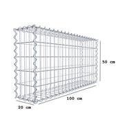 Gabione 100 cm x 50 cm x 20 cm (L x H x T), Maschenweite 5 cm x 10 cm, Spirale