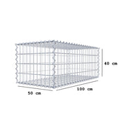 Gabione 100 cm x 40 cm x 50 cm (L x H x T), Maschenweite 5 cm x 10 cm, Spirale