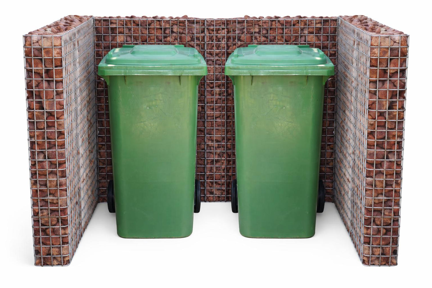 Gabionen Mülltonnenbox für 2 Tonnen  60120 l, 115 cm Höhe