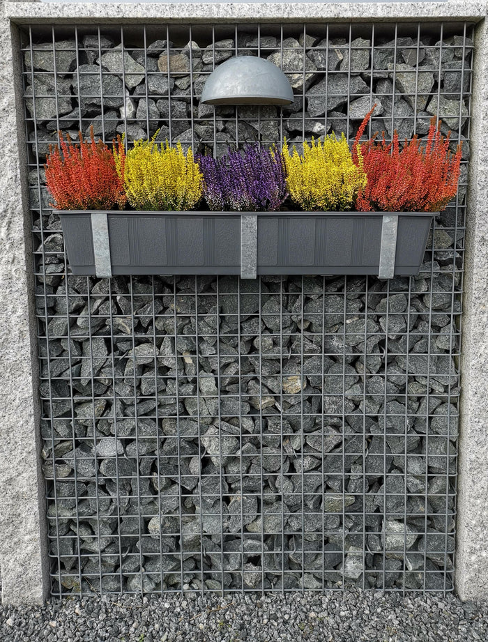 Blumenkastenhalter verzinkt im 3er Set inklusive Blumentopf, für Gabionen MW 5 x 5