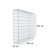 Gabione 100 cm x 100 cm x 20 cm (L x H x T), Maschenweite 5 cm x 10 cm, Spirale