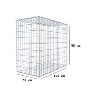 Gabione 100 cm x 90 cm x 50 cm (L x H x T), Maschenweite 5 cm x 10 cm, Spirale