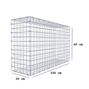 Kuvido Gabione 100 cm x 60 cm x 30 cm (L x H x T), Maschenweite 5 x 5 cm, Spiralring