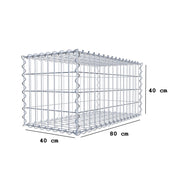 Gabione 80 cm x 40 cm x 40 cm (L x H x T), Maschenweite 5 cm x 10 cm, Spirale
