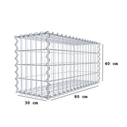 Gabione 80 cm x 40 cm x 30 cm (L x H x T), Maschenweite 5 cm x 10 cm, Spirale