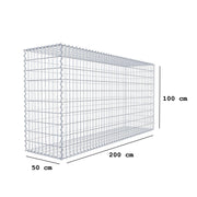 Gabione 200 cm x 100 cm x 50 cm (L x H x T), Maschenweite 5 cm x 10 cm, Spirale