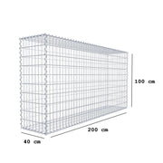 Gabione 200 cm x 100 cm x 40 cm (L x H x T), Maschenweite 5 cm x 10 cm, Spirale