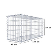 Kuvido Gabionenkorb 100 x 50 x 40 cm (L x H x T)  Verzinktes Stahldrahtgeflecht 4 mm, Maschenweite 5 x 10 cm, Spiralverbinder  Gabione für den Außenbereich, für Steine und Gartengestaltung
