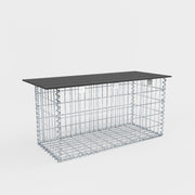 Gartenbank Spiralgabione 105 x 50 x 40 cm - MW 5 x 10 cm, mit Recyclingauflage in anthrazit