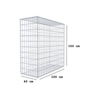 Gabione 100 cm x 100 cm x 40 cm (L x H x T), Maschenweite 5 cm x 10 cm, Spirale
