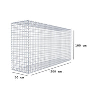 Gabione 200 cm x 100 cm x 50 cm (L x H x T), Maschenweite 5 cm x 5 cm, Spirale